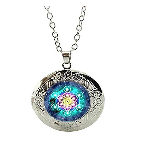 Preisvergleich Produktbild Psychedelische heilige Geometrie Cabochon handgefertigt Medaillon Halskette Steampunk Schmuck Geschenk Glasbild Schmuck