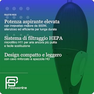 Aspirapolvere Folletto VK135 -RICONDIZIONATA- + Spazzola HD35 CON RUOTE, Ideale Per Tutti i Pavimenti, Cavo Estraibile 7m, 3 Velocità, Filtro HEPA, Igienizzato e Pronto all'Uso, SOLO ASPIRAPOLVERE