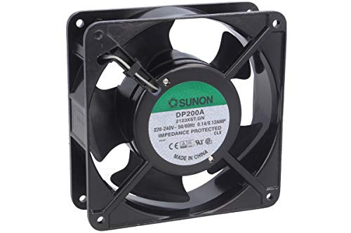 SUNON DP200A-2123XBT-R AC Fan Ball, 220 VAC, 117 CFM, Terminals, UL/CSA/TUV, 120 mm L x 120 mm W x 38 mm H