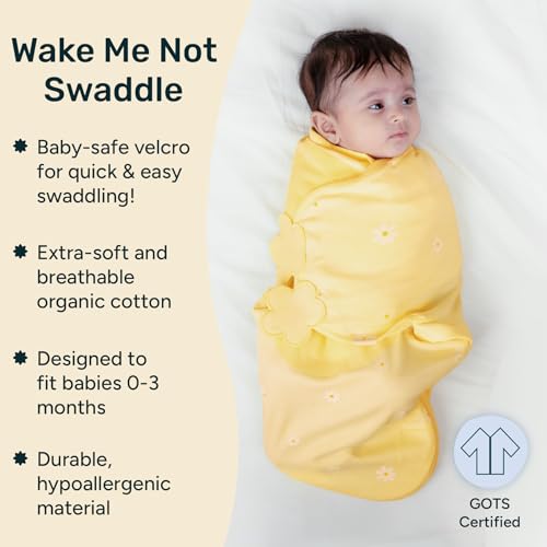 Image of NINTARABABY Swaddle Wrap for Newborns - Organic Cotton, 21 inch x 10 inch | Wake Me Not Swaddle with Baby-Safe Velcro, Ultra-Soft & Snug Sleep Sack, Breathable Swaddling Blanket, Gifts for 0-3 Months