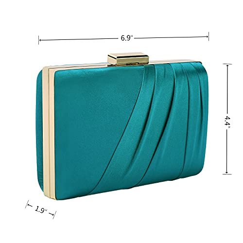 Image of Pleated Satin Clutch Purse For Women Wedding Bridal Clutch Bag Prom Party Clutch