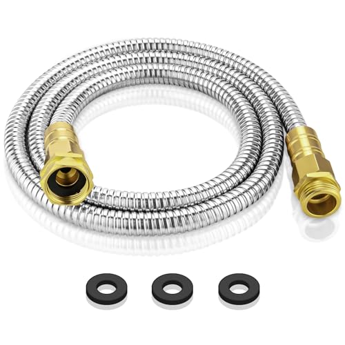 Garden-Hose-5-FT-304-Stainless-Steel-Metal-Water-Hose-Heavy-Duty-Flexible-Leader-Hose-Short-Water-Hose-Kink-Free-Hose-for-Rv-Outdoor-Yard-No-Bite-Leak-proof-and-Durable