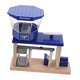 Stimule la créativité : la conception unique du accessoire de la station de piste d'aéroport en bois encourage les enfants à utiliser leur créativité et leur imagination pour construire leur propre station de piste d'aéroport, jouets de train, accessoires de train en bois