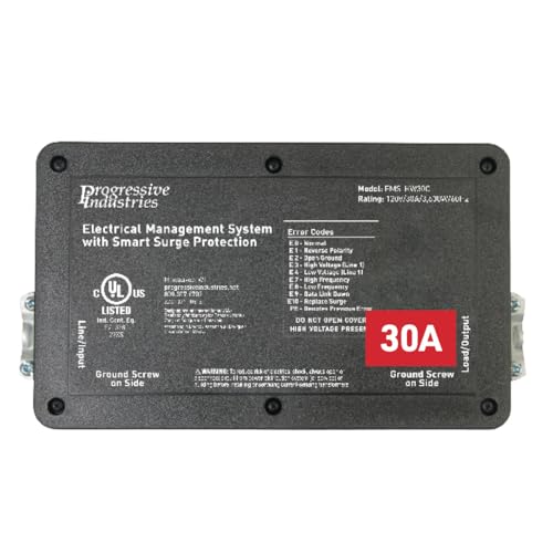 Progressive Industries EMS-HW30C Heavy Duty RV Surge Protector, Black, 30 Amp