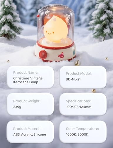 Image of WANDIEA Rechargeable Night Light for Kids, Christmas Decor & Bedroom Lamp