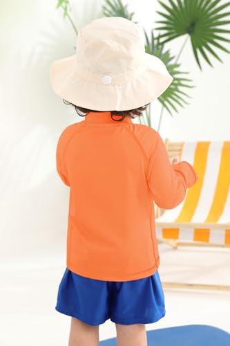 Image of BesserBay Baby Toddler Kids Rashguard Top UPF 50+ Long Sleeve Swim Shirt Zip Up Thumb Holes UV Jacket 12 Months-6 Years