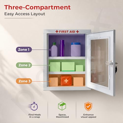 Image of Plantex Metal First Aid Box /Emergency Medical Kit Box for Medicine Storage /Multi Compartment for Medicine Organizer First Aid Kit Box with Key Lock - Pack of 5 (White)