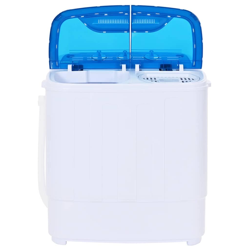 Mini lavadora con centrifugador, 2 cámaras de plástico compacta, capacidad de 5,6 kg, temporizador de 15 minutos, manguera de desagüe incluida, ahorra espacio para el hogar, apartamento