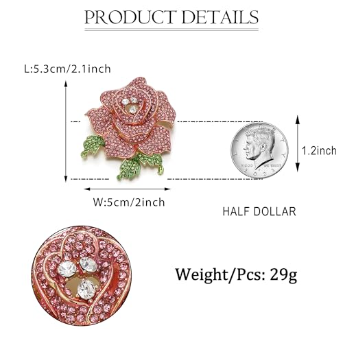 Image of EVER FAITH Women's Austrian Crystal Blooming Beautiful Rose Flower Brooch