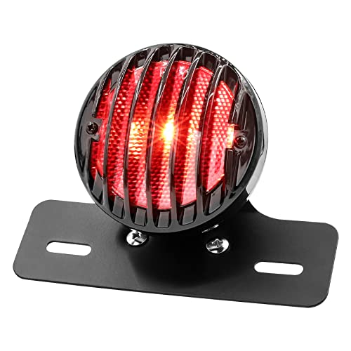 Biqing Feu Arrière de Frein de Moto,Universel Feu Stop de Frein Arrière de Moto Rouge 12V avec Support de plaque d'immatriculation pour Chopper Street Bike...