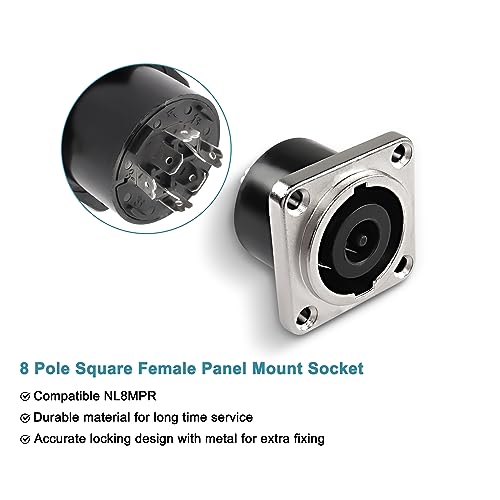 Conector panel Speakon NL8MPR hembra 8 polos plateado x2 miniatura 2