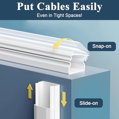 Image of Serplex 3Pcs Cord Hider 15.7 inches Connectable Cable Hider, One-Cord Cord Covers for Wall, Sliding Cable Cover Raceway, Wire Hiders for Tv on Wall, Wire Covers for Cords, White