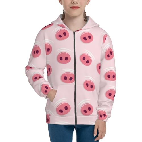 Cute Pig Nose Kid Hoodies Boys Zip Up Sweatshirts Girls Pullover with Pocket3