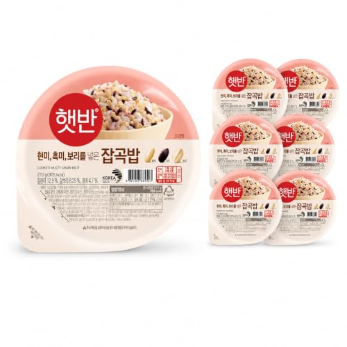 CJ Hetban Mehrkornreis | Gekochter koreanischer Reis, fertig in 2 Minuten (Mikrowelle) | Instant-Reis Fertigreis für Bibimbap & Bowls | 6er-Pack (6 x 210 g)