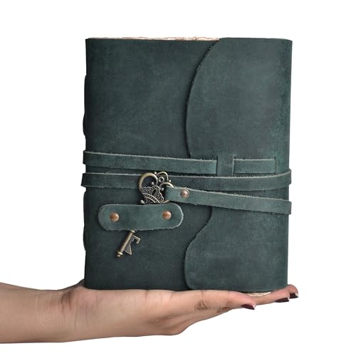 Image of LEATHER VILLAGE Genuine Leather Journal Key Lock, Turquoise 10x7.