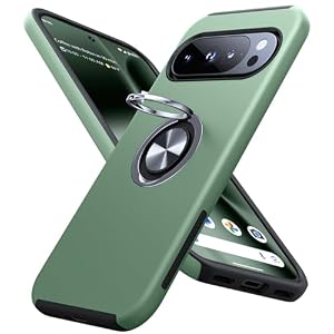 JAME for Google Pixel 10 Case/Pixel 10 Pro Case, Slim Fit Military Grade Shockproof Cover with Metal Ring Holder Stand Kickstand Protective Phone Case for Google Pixel 10/10 Pro 6.3″, Alpine Green