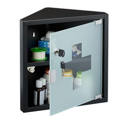 Relaxdays Medizinschrank, 2 Fächer, HBT: 30 x 30 x 17,5 cm, abschließbar,...