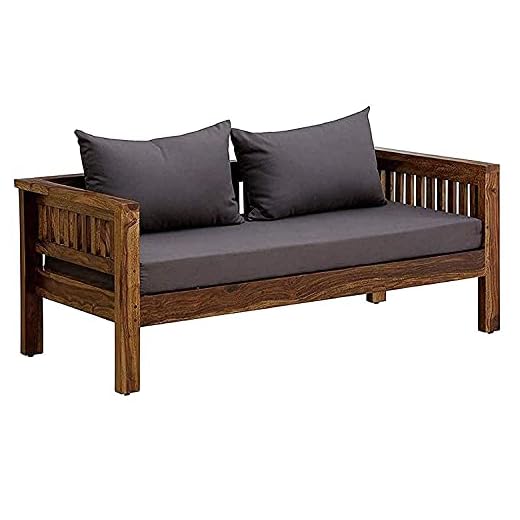 Vivek Wood Sheesham Wood, Teak Finish 2 Seater Sofa Set for Living Room, Office and Lounge- Brown
