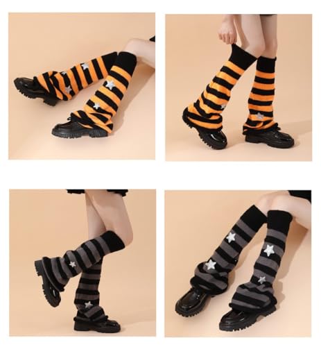 Leg Warmers for Women Girls Star Pattern Knitted Leg Warmers Y2k Socks Kawaii 80s Party Accessories Clothes4