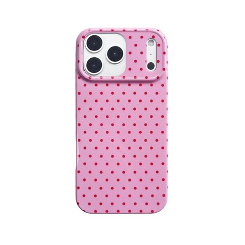 Coque iPhone 17 Pro Max à pois rouges roses : protection vintage chic et esthétique pour femme