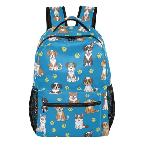 Sac à dos d'école bleu avec chiots mignons, le cadeau idéal pour la rentrée