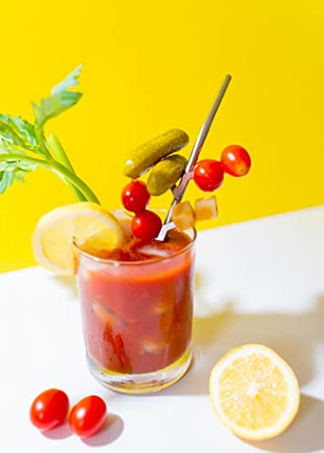 Nod Products Steel Straw and Skewer with Garnish Picks Bloody Mary Straw, 8-inch Length, Set of 4, Silver, One Size