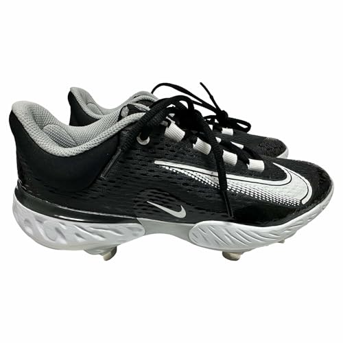 Nike Men's Alpha Huarache Elite-4 Low Baseball Softball Cleats Shoes Black/White/Dark Smoke Grey #DJ6511-011 - Size Men's 7.5