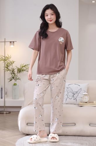 Image of GLASGO Women's Cotton Pajama Set with Top & Pants|| Korean Night Suit|| Lightweight Printed Set || Soft & Comfy Sleepwear for Girls & Women || LNS-3-$