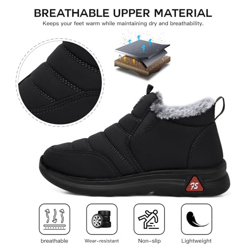 Image of SHIBEVER Winter Boots for Women Warm: Comfortable Slip on Ankle Snow Boots