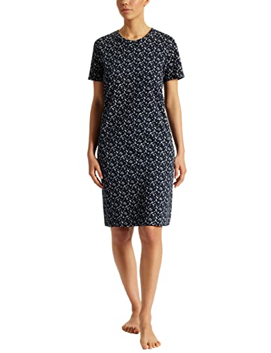 Uncover by Schiesser Damen Nachthemd Kurzarm, dunkelblau-gem, 50