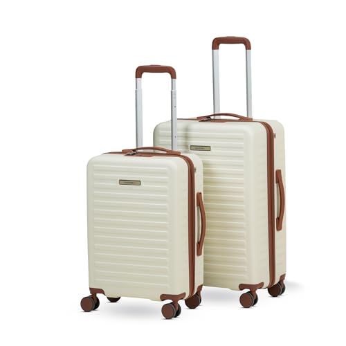 Image of Assembly Stark Trolley Bag Set of 2-20, 24 Inch Hard Shell Polycarbonate Luggage Set with TSA Lock 8 Spinner Wheels Moon White
