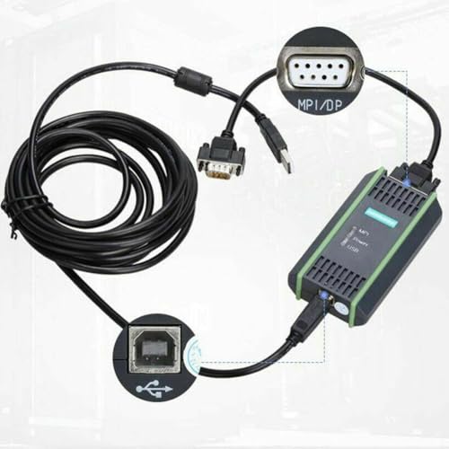 Gettimore Adaptador USB-MPI PC para Siemens S7-200/300/400 PLC, interfaz RS485 con protección contra sobretensiones, soporta comunicación PPI/MPI
