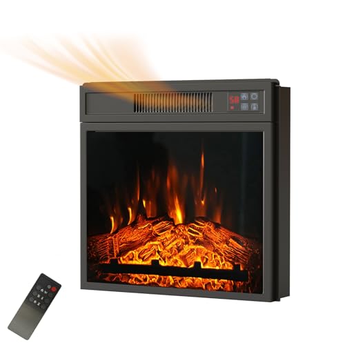 18" Electric Fireplace Insert, Recessed Fireplace Heater with Low Noise,