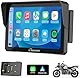 Carpuride W702B Motorrad GPS Carplay Bildschirm mit Design Halterung für BMW Motorräder, Kabelloses CarPlay und Android Auto, Tragbarer 7 Wasserdichter Touchscreen, Dual Bluetooth, Navigation, Siri.