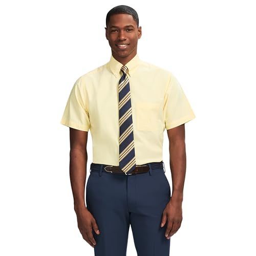 IZOD Men's Dress Shirt Regular Fit Oxford Short Sleeve All Over Stretch Button Down Collar