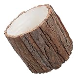Yardenfun Vaso in Legno Rustico per Fiori Interno ed Esterno Fioriera Troncò d Albero con Rivestimento Naturale Porta Piante Traspirante per Crescita Sana Decorazione Casa e Giardino