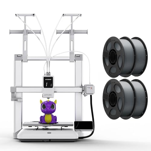 Anycubic Kobra X Impresora 3D LeviQ 3.0 Automatic Leveling 300 °C Hotend Metálico y PLA Filamento 4KG con Carrete Desmontable Gris Textura