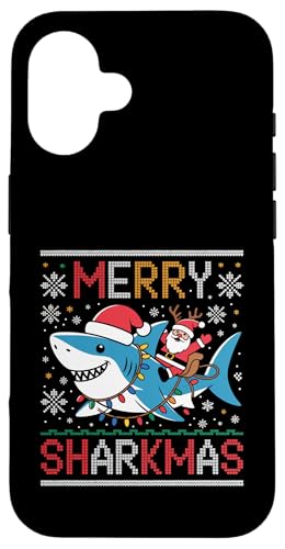 Merry Sharkmas AO[Z[^[ T^ CfBO V[N Cgt X}zP[X iPhone 16 p