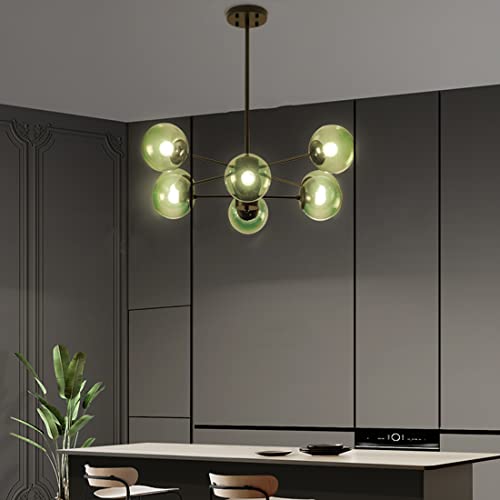 Bepuzz Mid-Century Modern Chandelier 8-Light Glass Globe Chandeliers Pendant Lights Fixture With Gradient Green Shade Magic Beans Hanging Light Sputnik Chandelier For Living Dining Room Bedroom #TOP1
