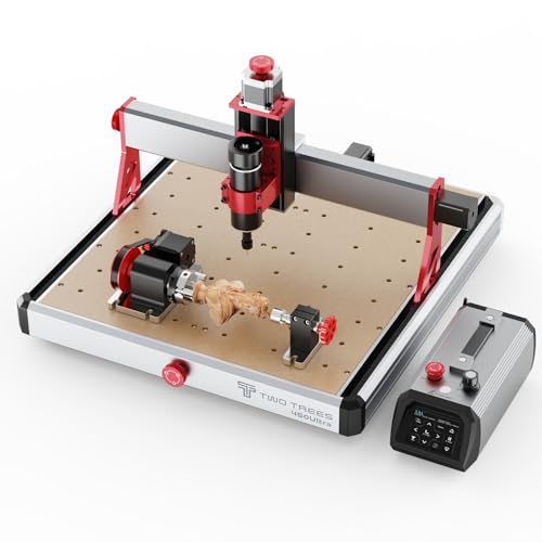 Twotrees TTC450 Ultra 500W La fresadora CNC cuenta con 4 ejes, rodillos giratorios al 90% y una máquina de grabado CNC con pantalla táctil de 3,5 pulgadas preinstalada