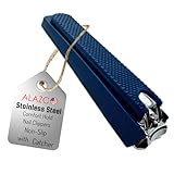 1 Comfort Hold Navy Large Nail Clippers Non-Slip Sure Grip Clipping Removable Catcher Toenails Fingernails Cutter Ultra Sharp Trimmer Stainless Steel Men Women Arthritis Unsteady Hands