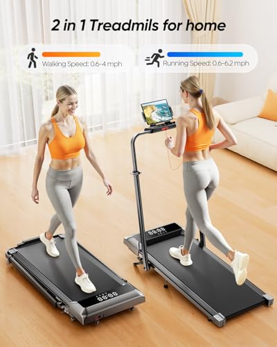 Image of Acezoe Walking Pad with 12% Incline & Height-Adjustable Handlebar, 5-in-1 Foldable Treadmill for Home & Office, Portable Under Desk Treadmill with LED Display & App Control