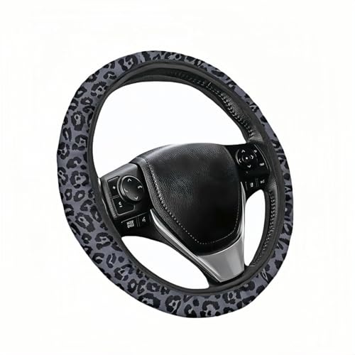 Leopard Print Steering Wheel Cover | Non Slip, Breathable Neoprene | Universal 15 Inch Fit (14.5