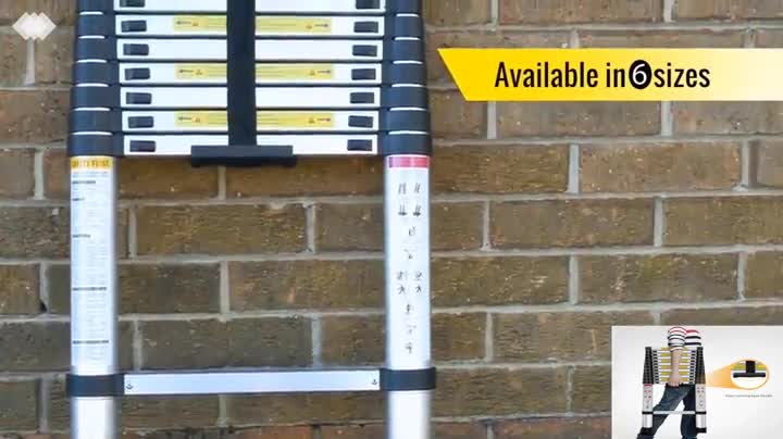 Equal 6.5 FT Aluminum Folding Telescopic Ladder with 2 Triangle Stabilizers | EN131 Certified with 2 Year Warranty | 150kg Max Capacity | Collapsible Ladder for Home or Outdoor Work (2m/7 Steps)