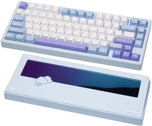 Image of KEEBMONKEY WOBKEY Rainy 75 CNC Aluminum HMX /JWK /Cocoa Switches Triple-Mode Connectivity Mechanical Keyboard with Superior Acoustics, RGB /PP /Gradient Glass /3500mAh /Violet Switch (Standard - Blue)