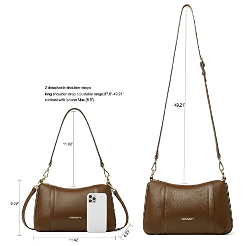 Image of DORIS&JACKY Leather Shoulder Handbags For Women Medium Designer Crossbody Purse And Bags With Two Detachable Straps