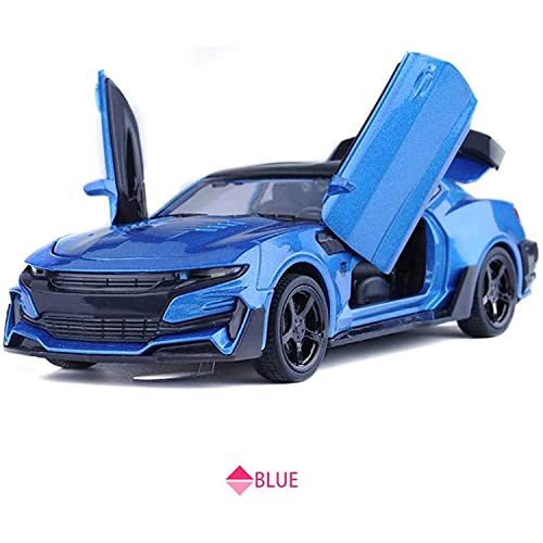 Image of 1:32 Diecast Metal Car Model Chevi Camro Toy Cars for Kids Pull Back Openable Doors with Light Sound