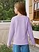 Haloumoning Girls Long Sleeve Shirts Kids Textured Crewneck Tops Casual Cute Blouse Tee 5-14 Years Light Purple