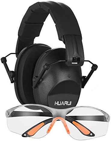 Gun Range Shooting Ear Protection Earmuffs for Shooting Ear & Eye Protection Safety Glasses Hearing Protective Combo （Black）…
