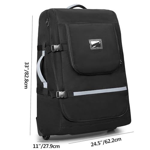 Image of Stroller Bag with Wheels Compatible with UPPAbaby Vista, Vista V2, Cruz V2 | Rolling Gate Check Stroller Storage Bag for Airplane, with Dual Handles, Luggage Tag, Reflective Strip, Black